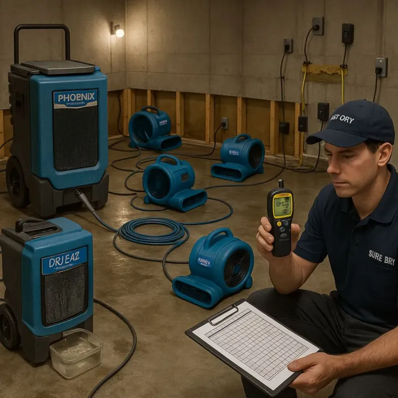 Structural Drying and Dehumidification process in Woodbridge, NJ